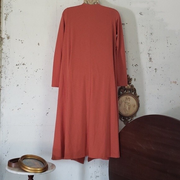 LuLaRoe Women's SARAH Flowy Marled Knit Open Front Long Duster Orange XS - Picture 5 of 7